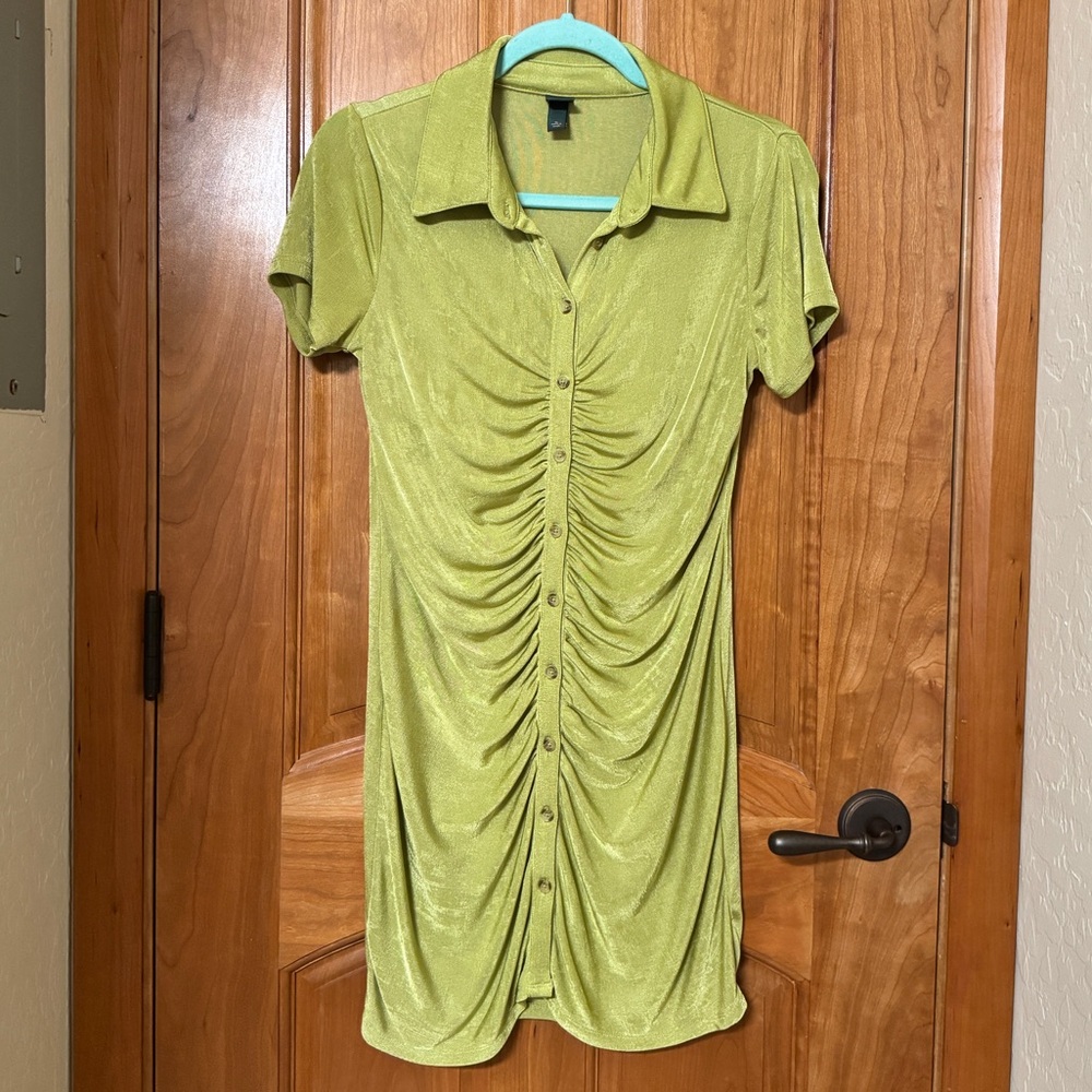 Wild Fable Lime Button-Down Mini Dress